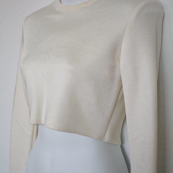 ZARA WOMAN CROP TOP Long Sleeves Shirt Casual Stretch Round Neck - XS - Picture 3 of 5
